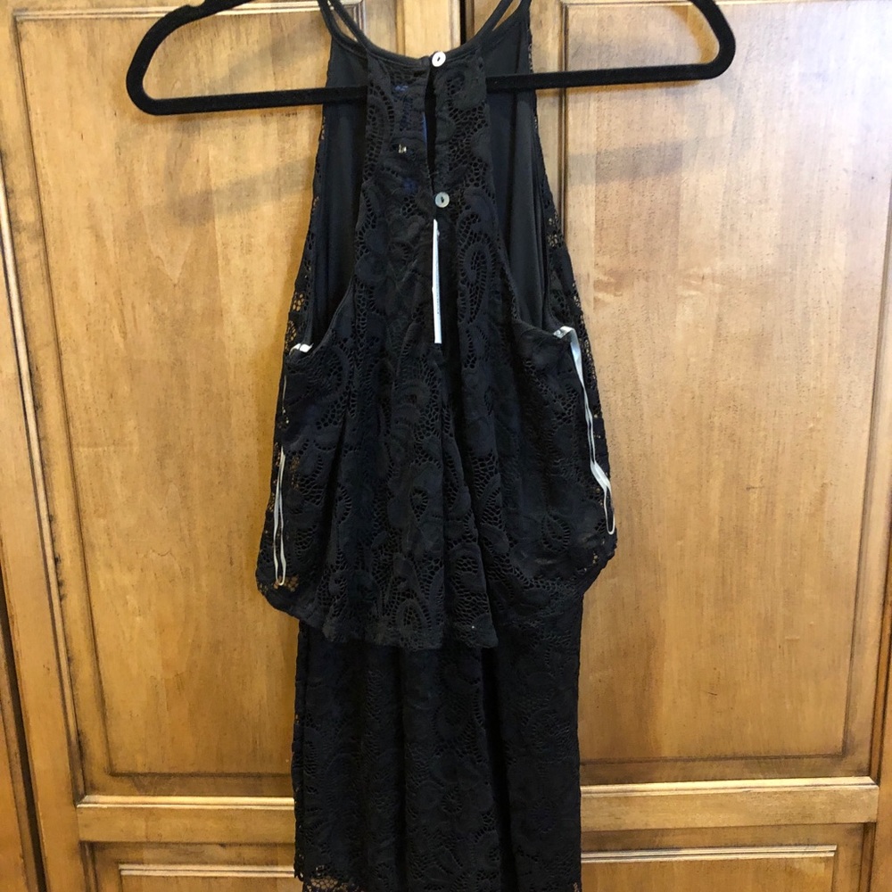 Black Lace Floral Romper
